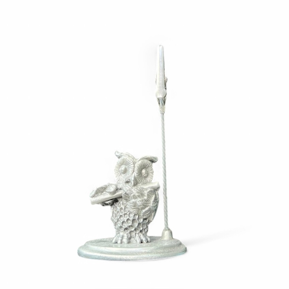 Vintage  Owl with Flute Decor Photo Clip Cottagecore Fairycore Home Decor